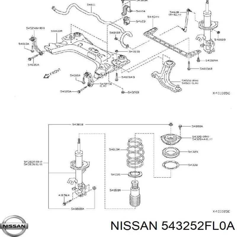 543252FL0A Nissan/Infiniti Rodamiento, copela amortiguador delantero