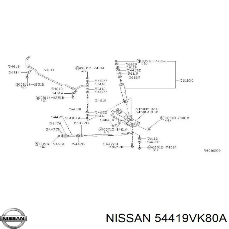Perno de fijación, brazo delantero, inferior para Nissan Terrano (WD21)