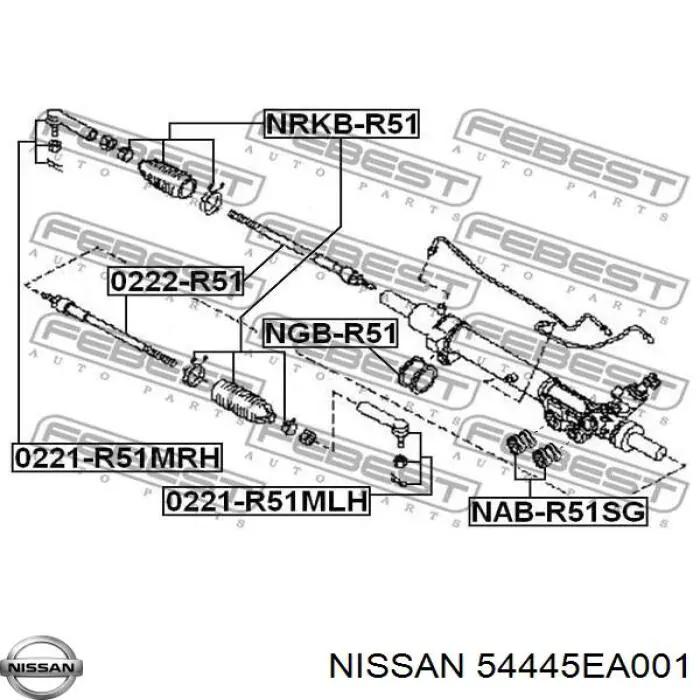 Comprar 54445EA001 Nissan/Infiniti Buje de fijación de la cremallera de dirección