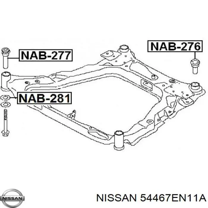 54467EN11A Nissan bloqueo silencioso (almohada De La Viga Delantera (Bastidor Auxiliar))