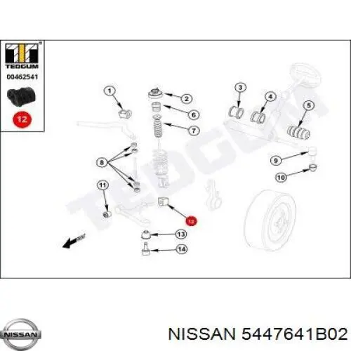 5447641B02 Nissan silentblock de suspensión delantero inferior