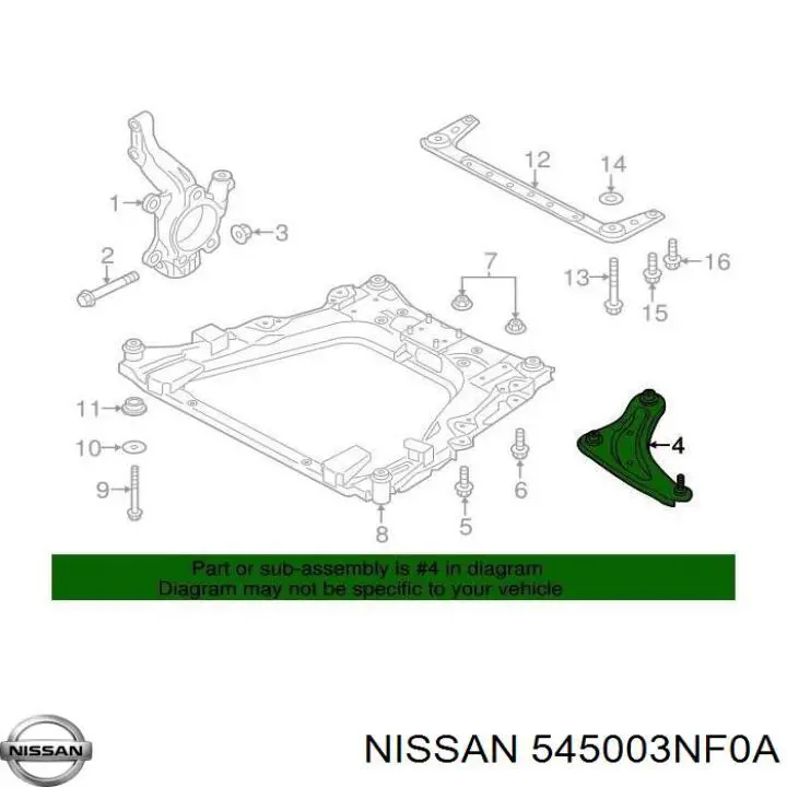 Comprar 545003NF0A Nissan/Infiniti Brazo inferior derecho de la suspensión delantera