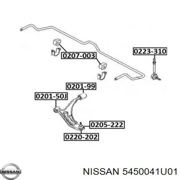 5450041U01 Nissan barra oscilante, suspensión de ruedas delantera, inferior derecha