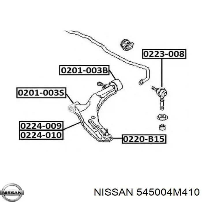 Comprar 545004M410 Nissan/Infiniti Brazo inferior derecho de la suspensión delantera
