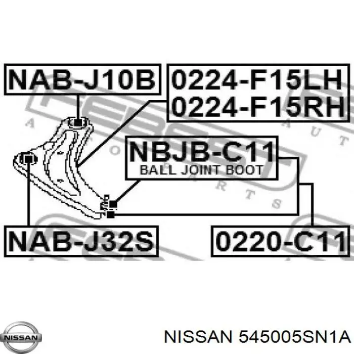 Brazo inferior derecho de la suspensión delantera Nissan/Infiniti 545005SN1A precio, desde 51,77 EUR