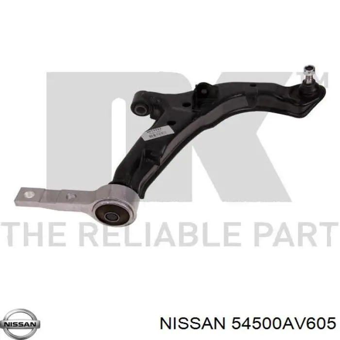 54500AV605 Nissan barra oscilante, suspensión de ruedas delantera, inferior derecha
