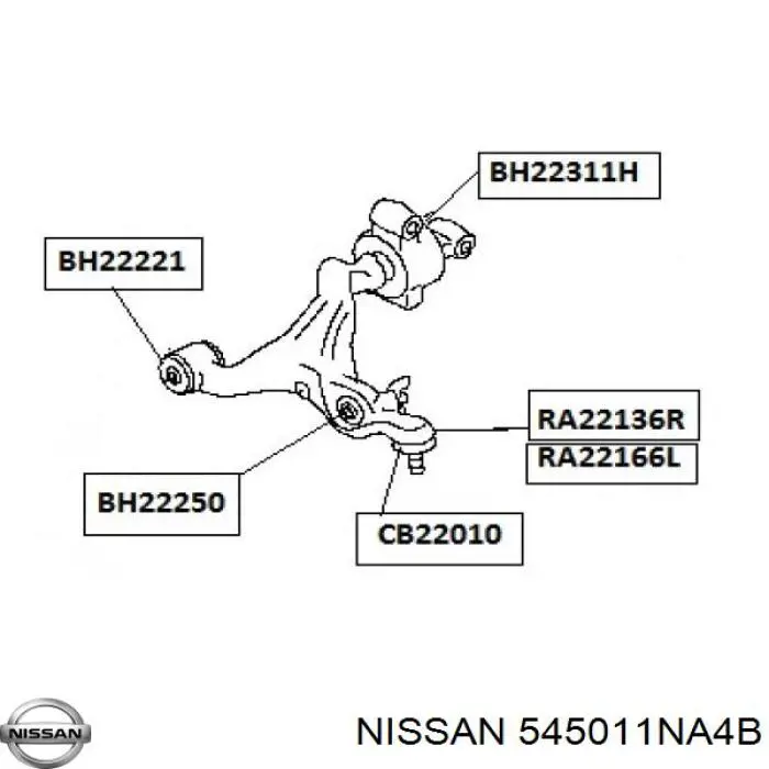 Comprar 545011NA4B Nissan/Infiniti Brazo inferior izquierdo de la suspensión delantera