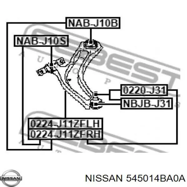 545014BA0A Nissan/Infiniti Brazo inferior izquierdo de la suspensión delantera