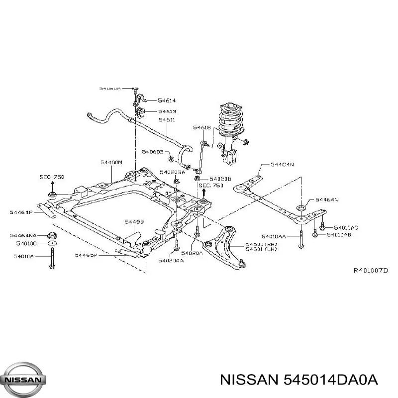 Comprar 545014DA0A Nissan/Infiniti Brazo inferior izquierdo de la suspensión delantera