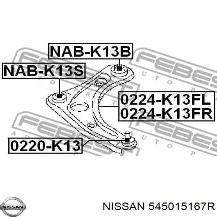 545015167R Nissan/Infiniti Brazo inferior izquierdo de la suspensión delantera