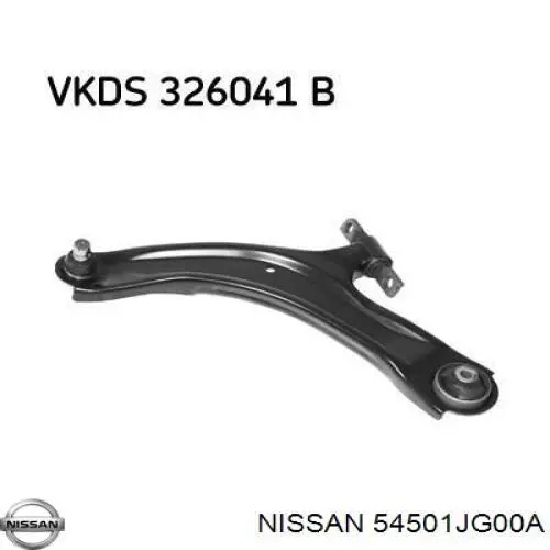 Brazo inferior izquierdo de la suspensión delantera 54501JG00A Nissan/Infiniti