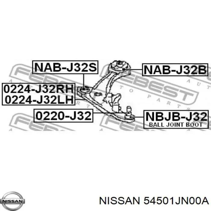 Comprar 54501JN00A Nissan/Infiniti Brazo inferior izquierdo de la suspensión delantera