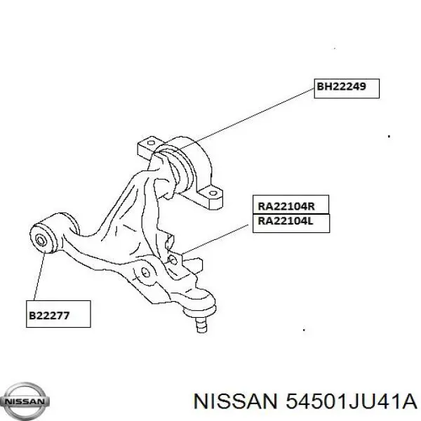 54501JU41A Nissan barra oscilante, suspensión de ruedas delantera, inferior izquierda