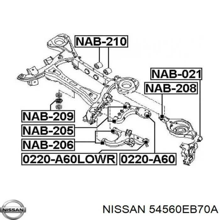 Silentblock del brazo de suspensión 54560EB70A Nissan/Infiniti