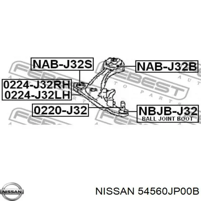 54560JP00B Nissan/Infiniti Silentblock de brazo de suspensión delantero inferior