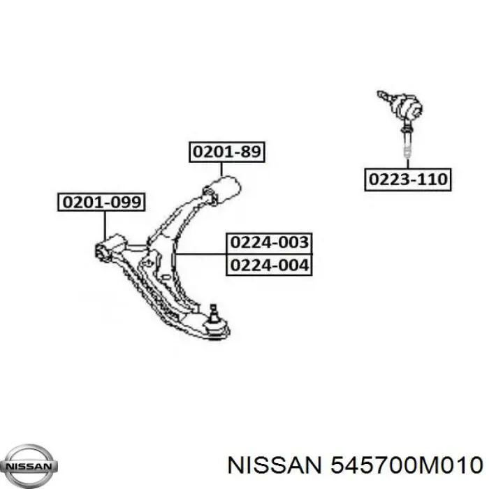 545700M010 Nissan silentblock de suspensión delantero inferior