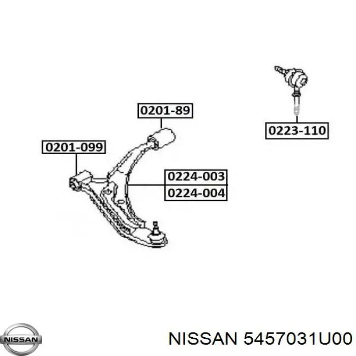 5457031U00 Nissan silentblock de suspensión delantero inferior