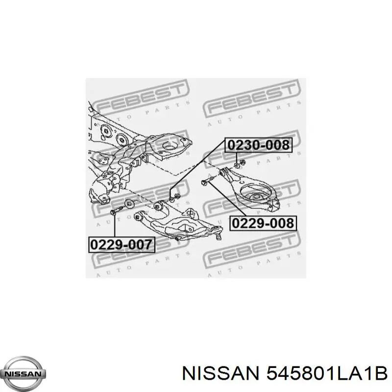 545801LA1B Nissan/Infiniti Perno de fijación del brazo inferior trasero