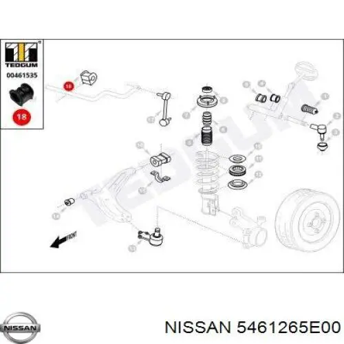5461265E00 Nissan casquillo de barra estabilizadora delantera