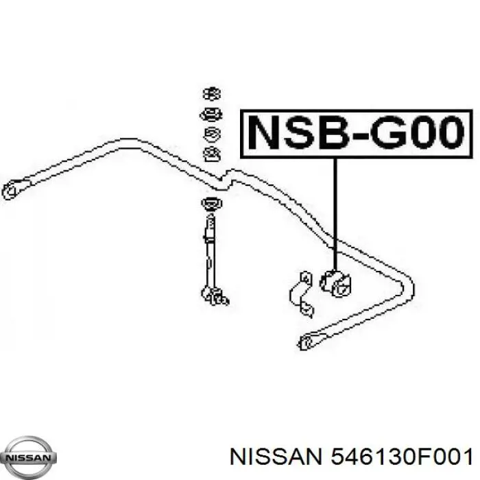 Comprar 546130F001 Nissan/Infiniti Buje de barra estabilizadora trasera