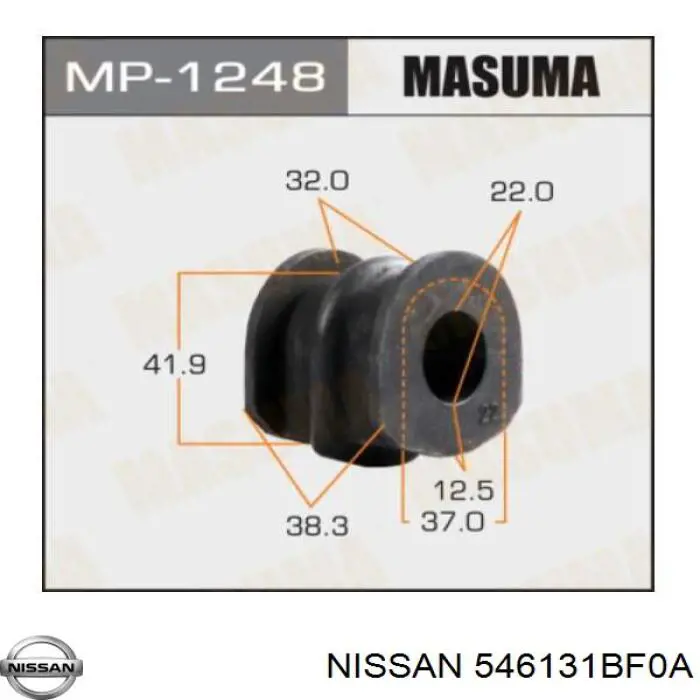 546131BF0A Nissan casquillo de barra estabilizadora trasera