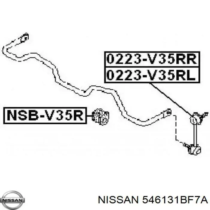 546131BF7A Nissan casquillo de barra estabilizadora trasera