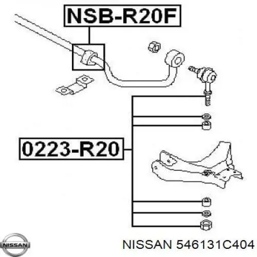Soporte estabilizador, Eje delantero Nissan/Infiniti 546131C404