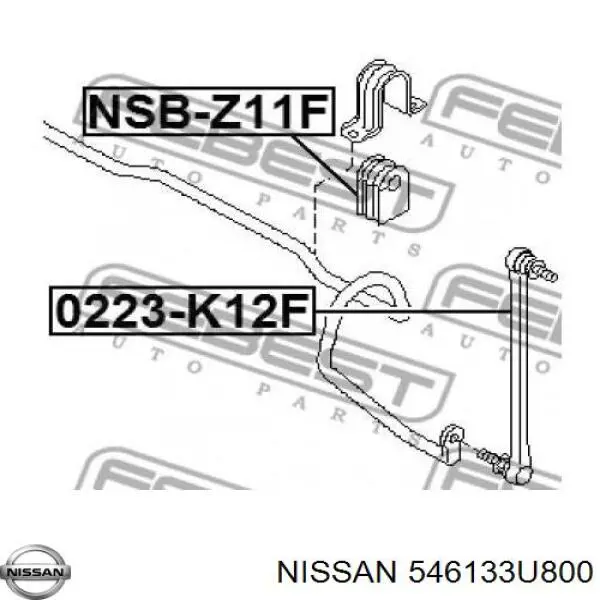 546133U800 Nissan casquillo de barra estabilizadora delantera