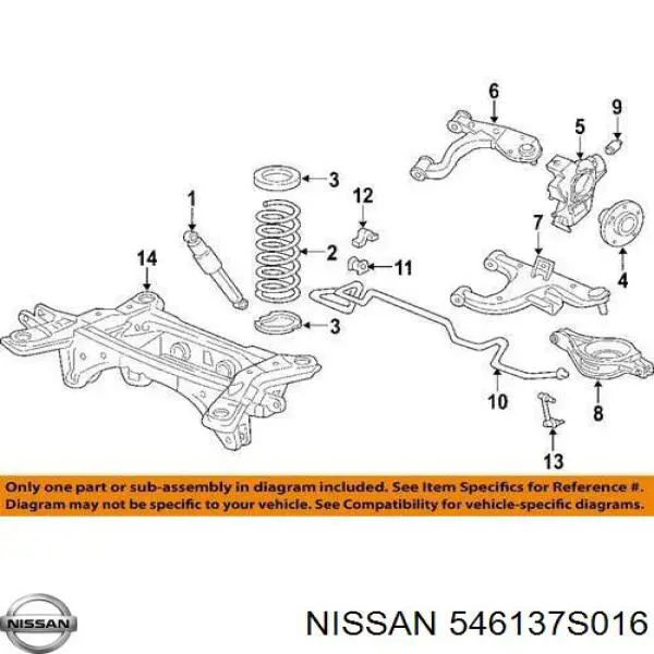 546137S016 Nissan casquillo de barra estabilizadora trasera