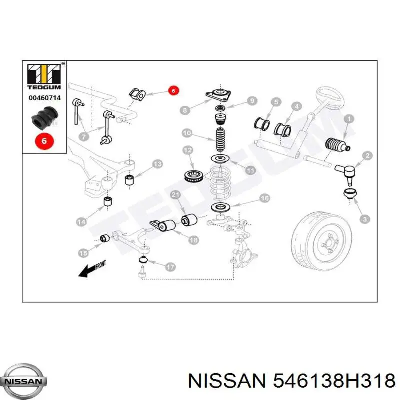 Buje de barra estabilizadora delantera Nissan/Infiniti 546138H318 precio, desde 3,87 EUR