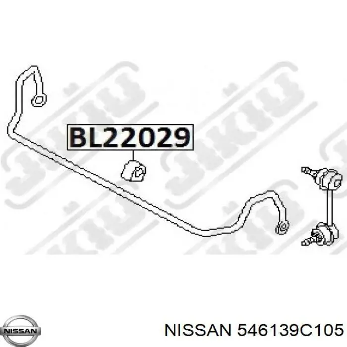 Soporte estabilizador, Eje delantero Nissan/Infiniti 546139C105