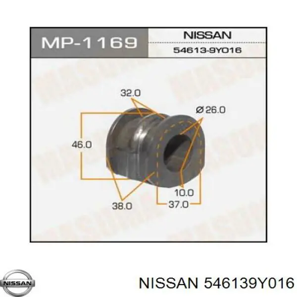 546139Y016 Nissan casquillo de barra estabilizadora trasera