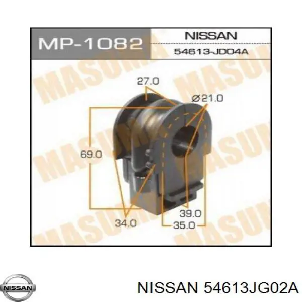 Comprar 54613JG02A Nissan/Infiniti Buje de barra estabilizadora delantera