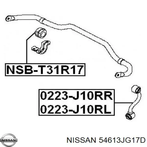 54613JG17D Nissan casquillo de barra estabilizadora trasera