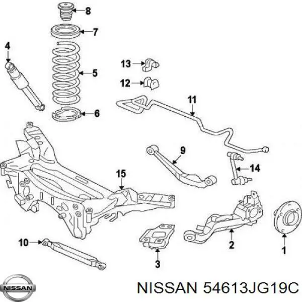 54613JG19C Nissan/Infiniti Buje de barra estabilizadora trasera