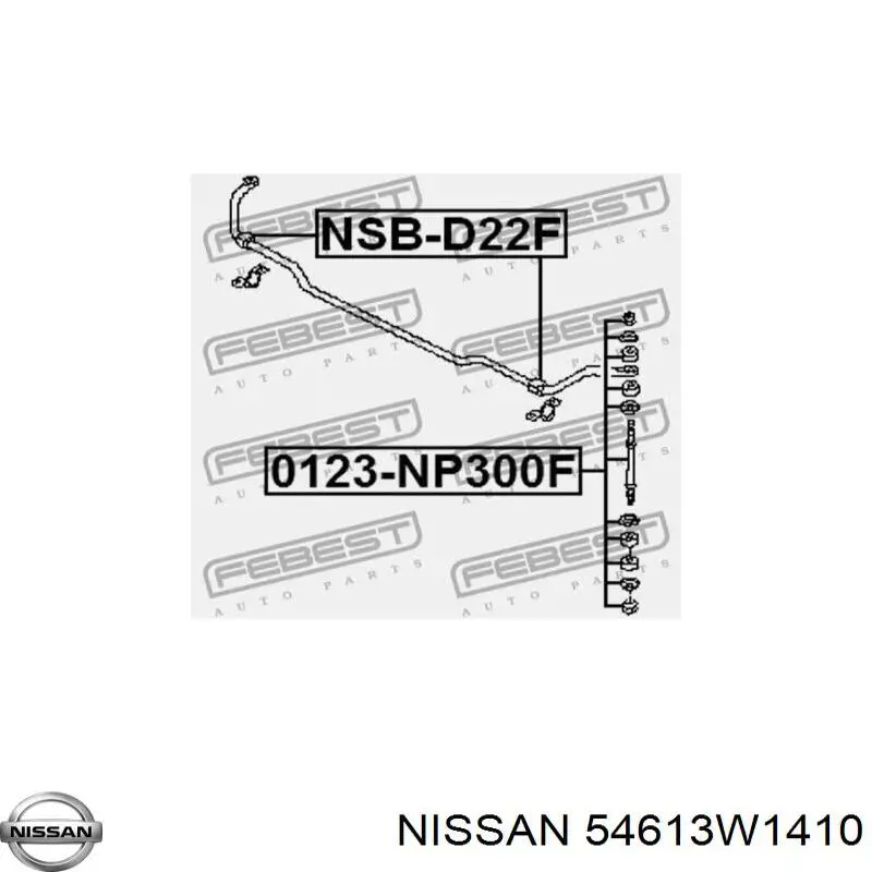 54613W1410 Nissan casquillo de barra estabilizadora delantera