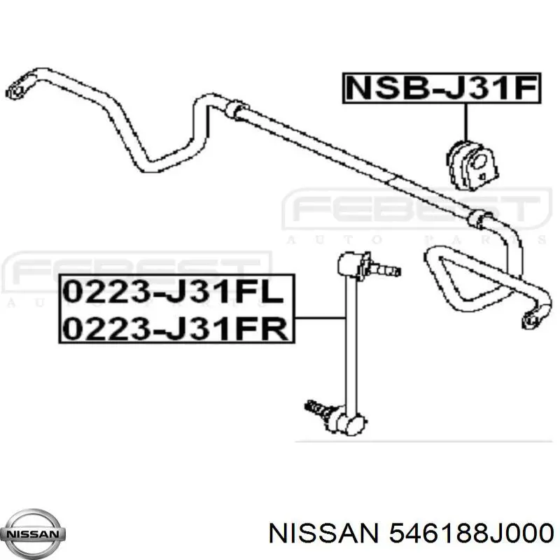 546188J000 Nissan barra estabilizadora delantera derecha