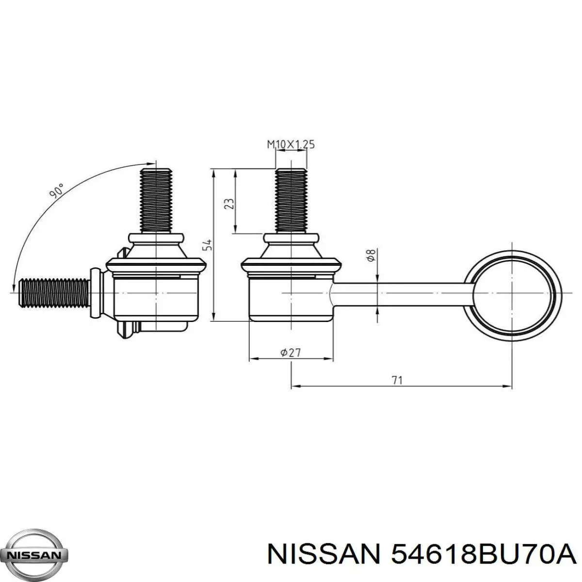 Bieleta estabilizadora delantera derecha Nissan/Infiniti 54618BU70A precio, desde 15,16 EUR