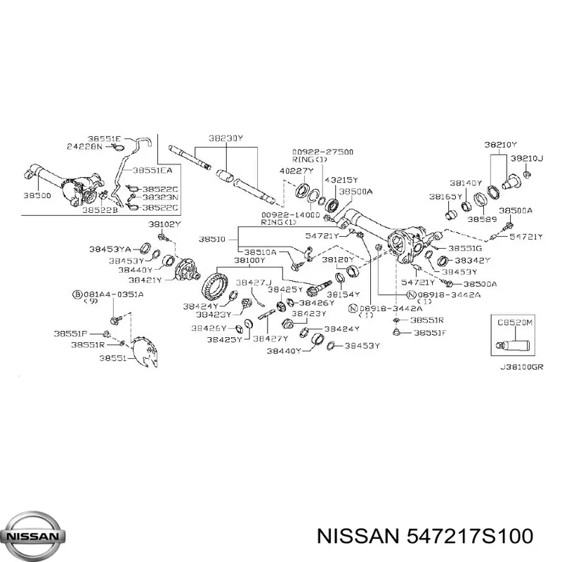 547217S100 Nissan silentblock,suspensión, cuerpo del eje delantero, delantero