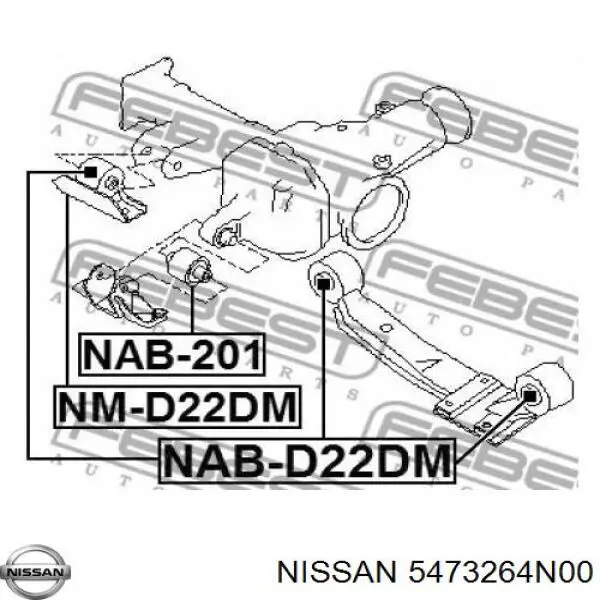 5473264N00 Nissan silentblock, suspensión, cuerpo del eje delantero