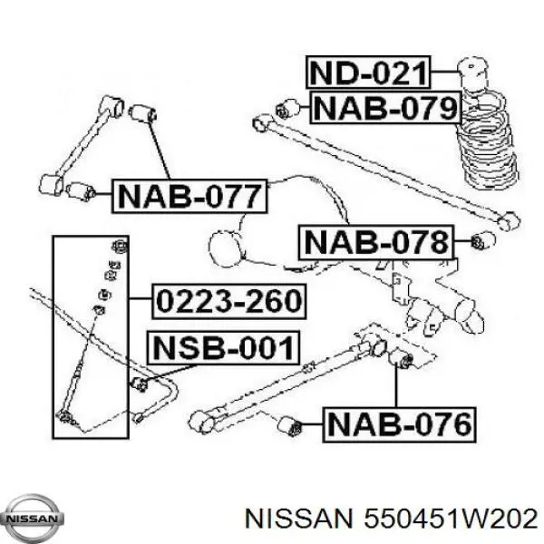 550451W202 Nissan bloque silencioso trasero brazo trasero delantero