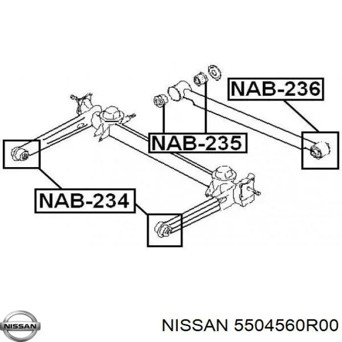 5504560R00 Nissan suspensión, cuerpo del eje trasero