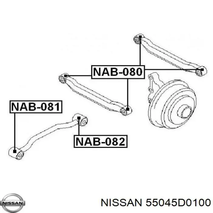 Buje delantero del brazo longitudinal trasero 55045D0100 Nissan/Infiniti