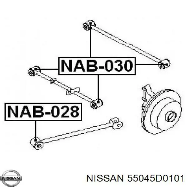 Buje delantero del brazo longitudinal trasero 55045D0101 Nissan/Infiniti