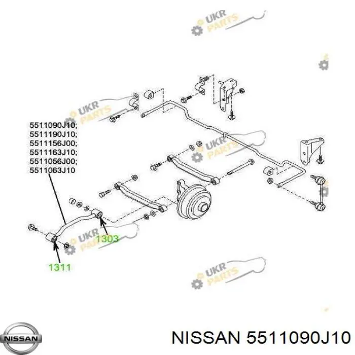 5511090J10 Nissan barra de dirección, eje trasero, derecha