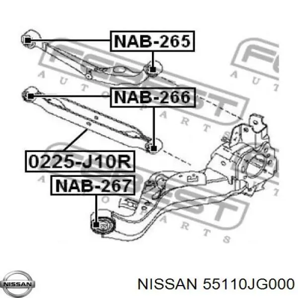 Brazo inferior derecho de la suspensión trasera Nissan/Infiniti 55110JG000 precio, desde 37,75 EUR