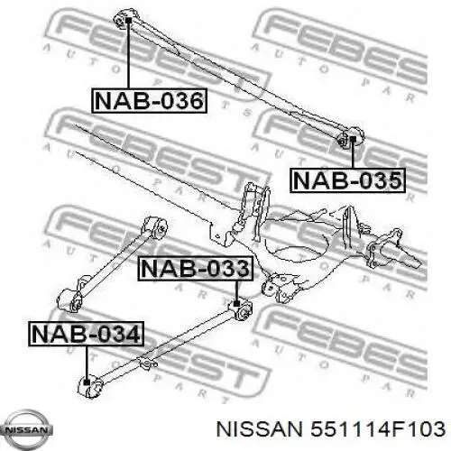 551114F103 Nissan barra oscilante, suspensión de ruedas, trasera izquierda