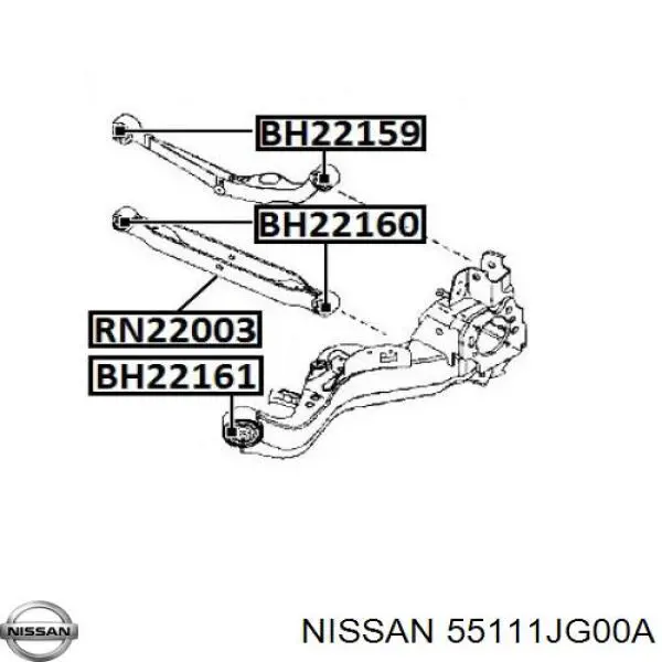 Brazo inferior izquierdo de la suspensión trasera Nissan/Infiniti 55111JG00A precio, desde 47,92 EUR