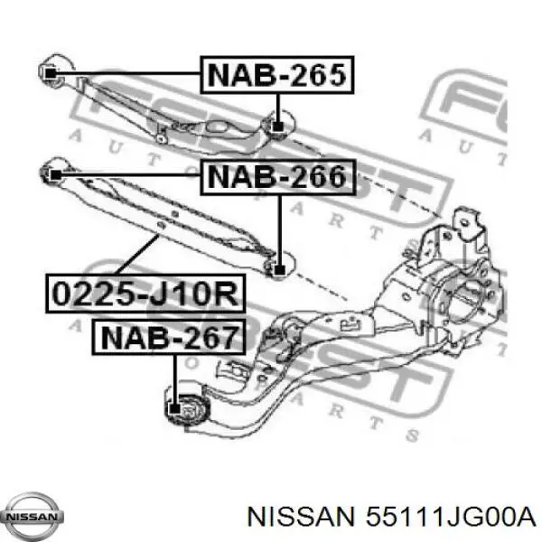 55111JG00A Nissan brazo suspension trasero inferior izquierdo