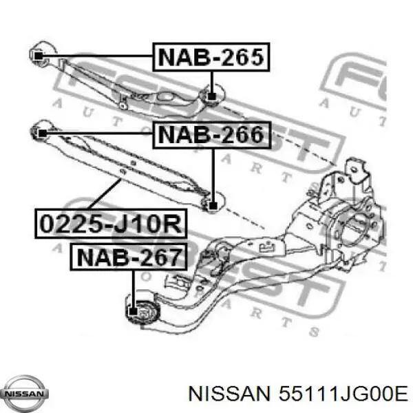 55111JG00E Nissan brazo suspension trasero inferior izquierdo